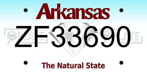 ZF33690 Arkansas License Plate