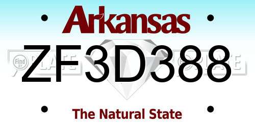 ZF3D388 Arkansas License Plate