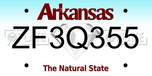 ZF3Q355 Arkansas License Plate