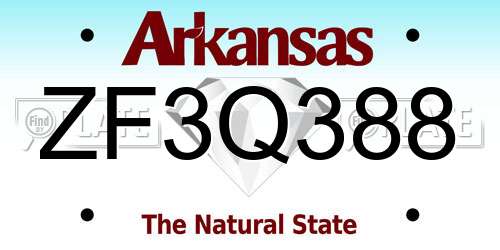 ZF3Q388 Arkansas License Plate
