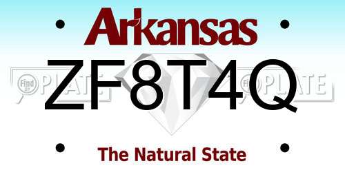 ZF8T4Q Arkansas License Plate