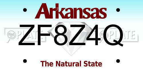 ZF8Z4Q Arkansas License Plate