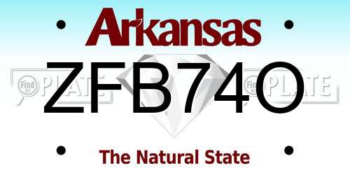 ZFB74O Arkansas License Plate