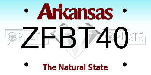 ZFBT40 Arkansas License Plate