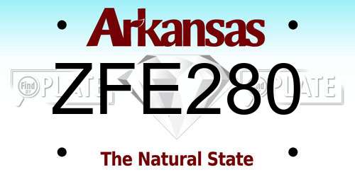 ZFE280 Arkansas License Plate