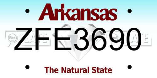 ZFE3690 Arkansas License Plate