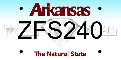 ZFS240 Arkansas License Plate