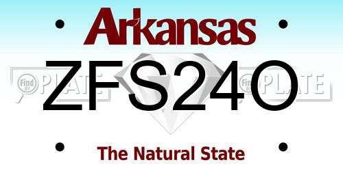 ZFS24O Arkansas License Plate