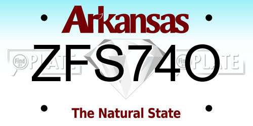 ZFS74O Arkansas License Plate