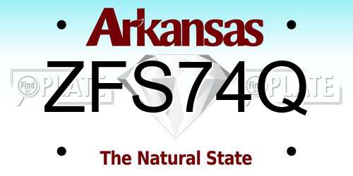 ZFS74Q Arkansas License Plate