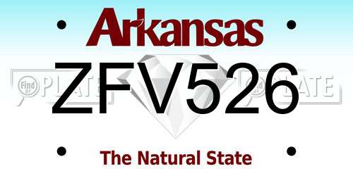 ZFV526 Arkansas License Plate