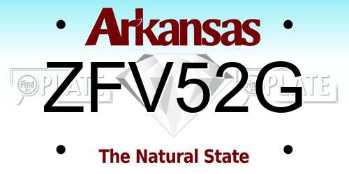 ZFV52G Arkansas License Plate
