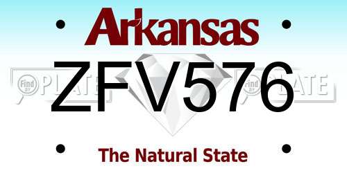 ZFV576 Arkansas License Plate