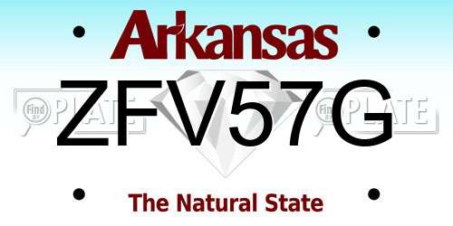 ZFV57G Arkansas License Plate