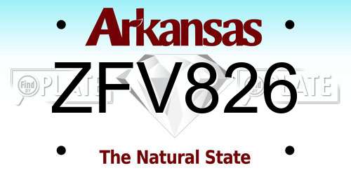ZFV826 Arkansas License Plate