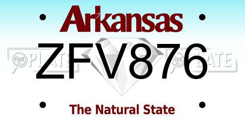 ZFV876 Arkansas License Plate