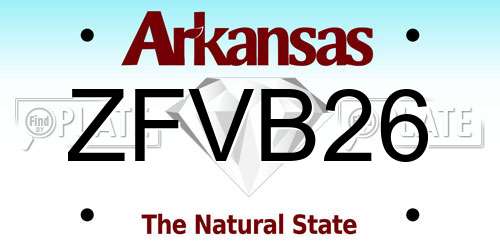 ZFVB26 Arkansas License Plate