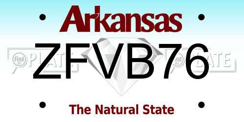ZFVB76 Arkansas License Plate