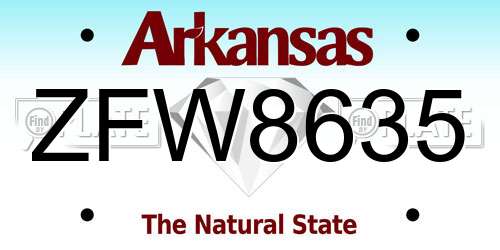 ZFW8635 Arkansas License Plate