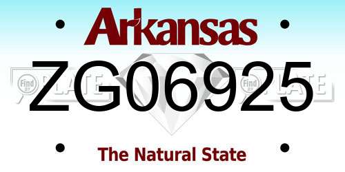 ZG06925 Arkansas License Plate