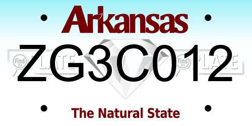 ZG3C012 Arkansas License Plate