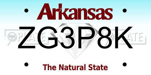 ZG3P8K Arkansas License Plate