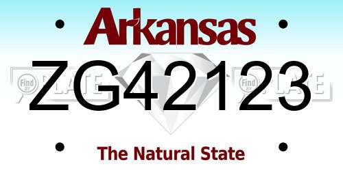 ZG42123 Arkansas License Plate