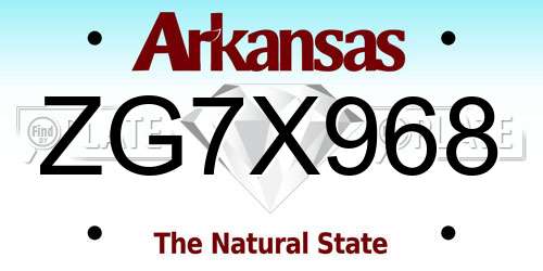 ZG7X968 Arkansas License Plate