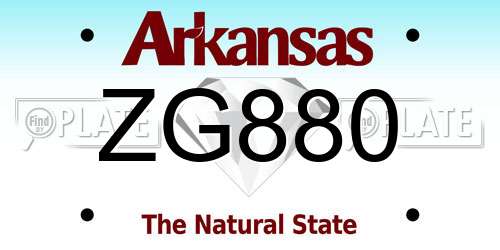 ZG880 Arkansas License Plate