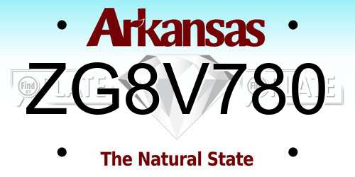 ZG8V780 Arkansas License Plate