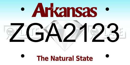 ZGA2123 Arkansas License Plate
