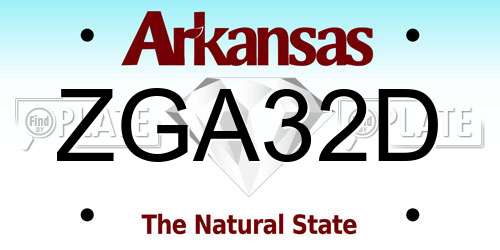 ZGA32D Arkansas License Plate