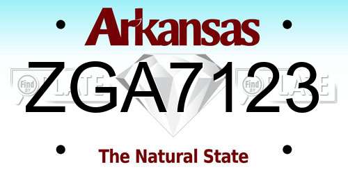 ZGA7123 Arkansas License Plate