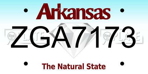 ZGA7173 Arkansas License Plate