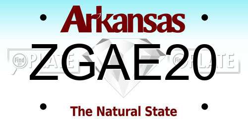 ZGAE20 Arkansas License Plate