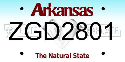 ZGD2801 Arkansas License Plate
