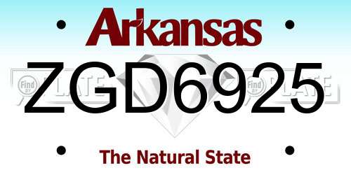 ZGD6925 Arkansas License Plate