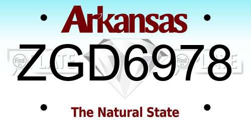 ZGD6978 Arkansas License Plate