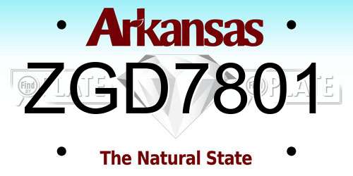 ZGD7801 Arkansas License Plate