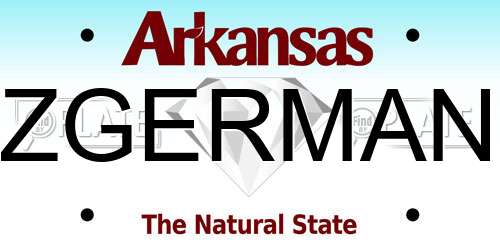 ZGERMAN Arkansas License Plate