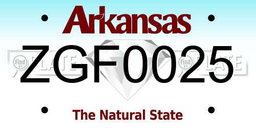 ZGF0025 Arkansas License Plate