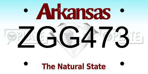 ZGG473 Arkansas License Plate