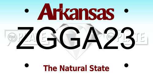 ZGGA23 Arkansas License Plate