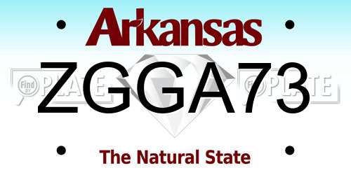 ZGGA73 Arkansas License Plate