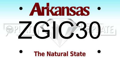 ZGIC30 Arkansas License Plate
