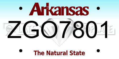 ZGO7801 Arkansas License Plate