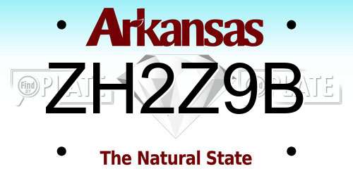 ZH2Z9B Arkansas License Plate