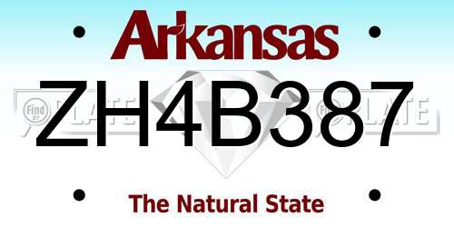 ZH4B387 Arkansas License Plate