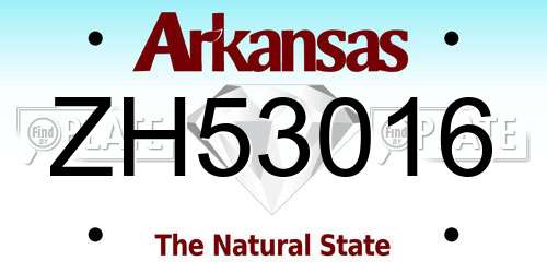 ZH53016 Arkansas License Plate