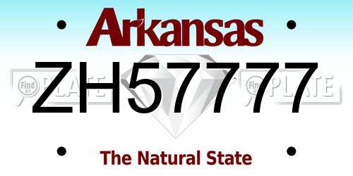 ZH57777 Arkansas License Plate